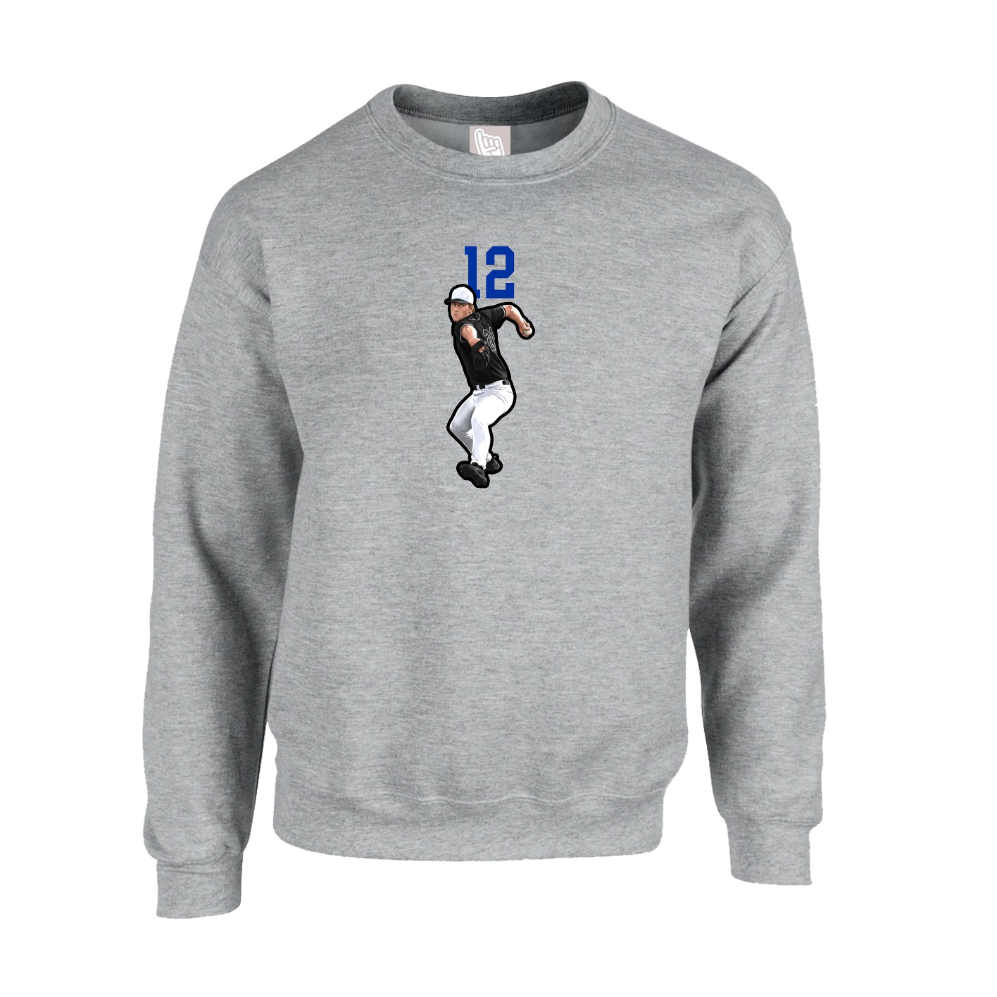 Fleece Crew — Number Top in Grey