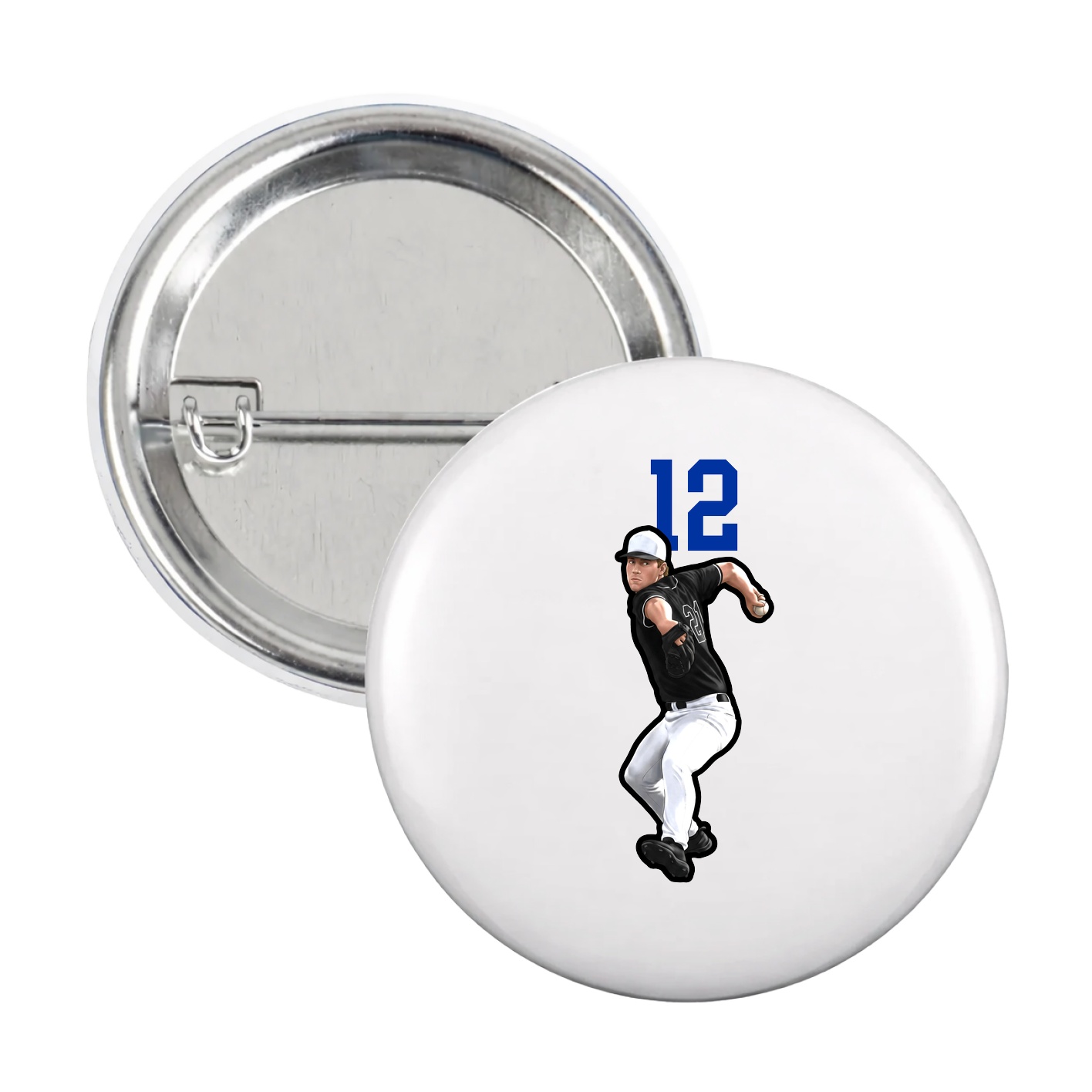 Game Day Button — Number Top in White
