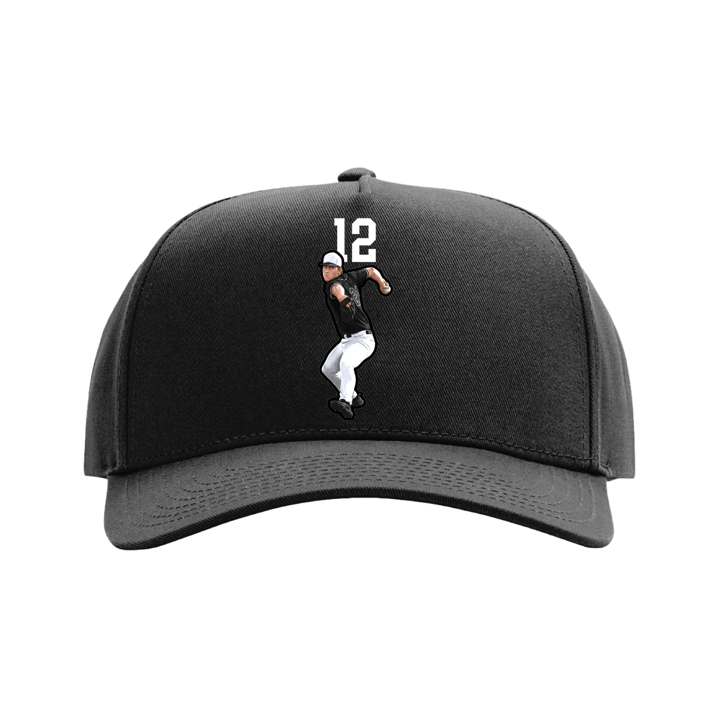 Full Fabric Five-Panel Champ Cap — Number Top in Black