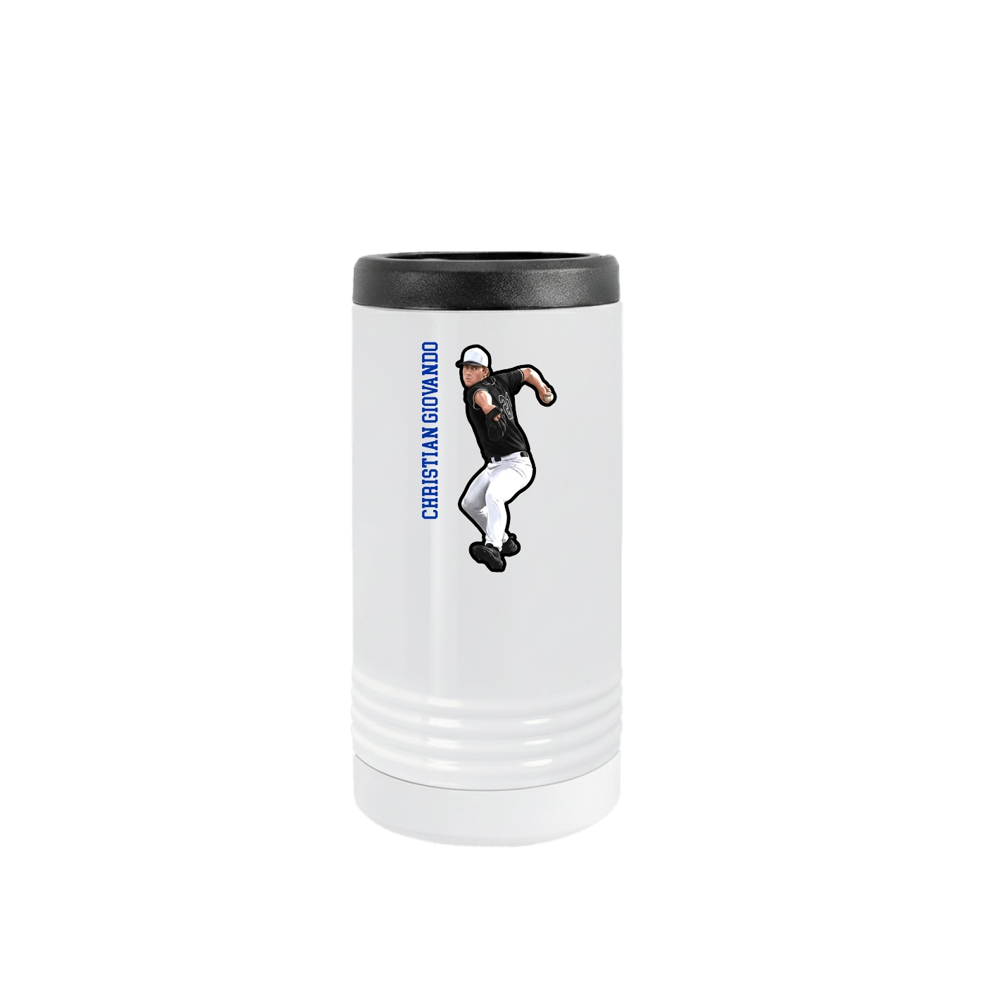 Slim Beverage Holder — Name Vertical in White