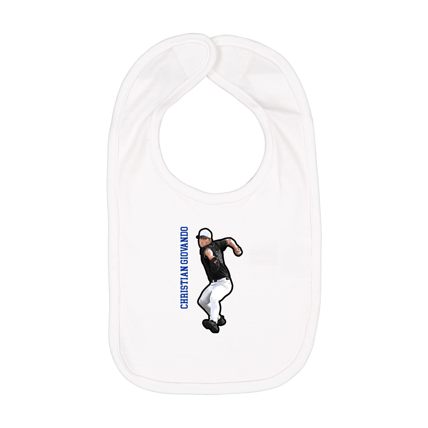 Infant Bib — Name Vertical in White