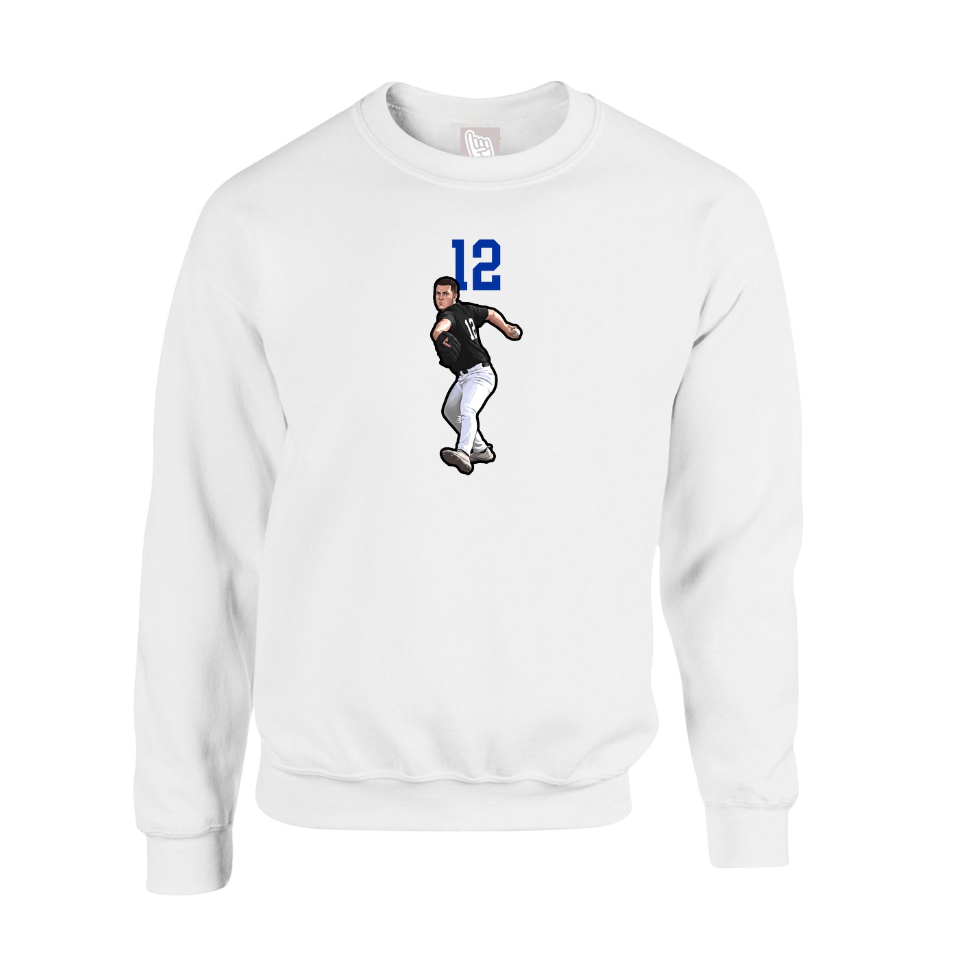 Fleece Crew — Number Top in White