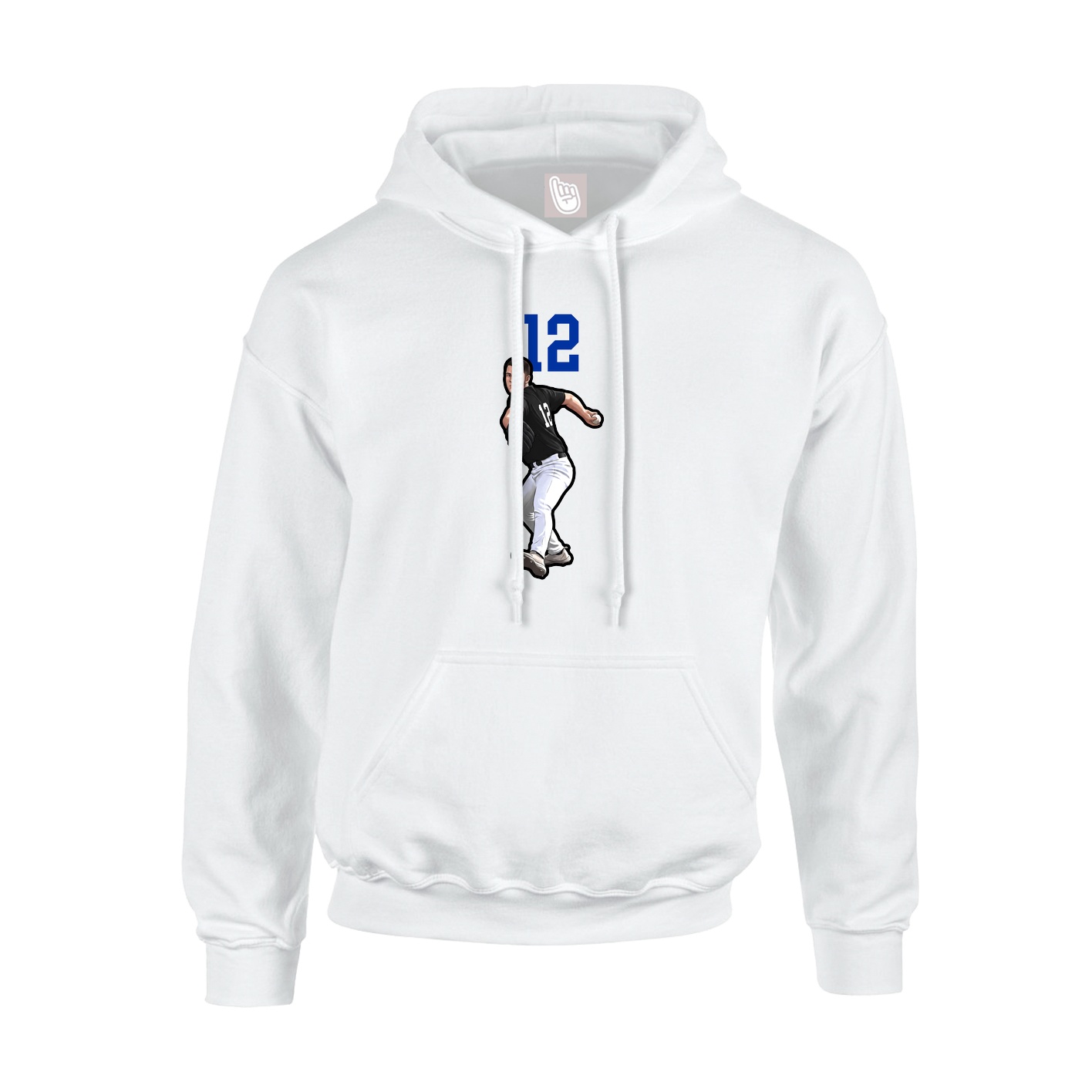 Youth Hoodie — Number Top in White