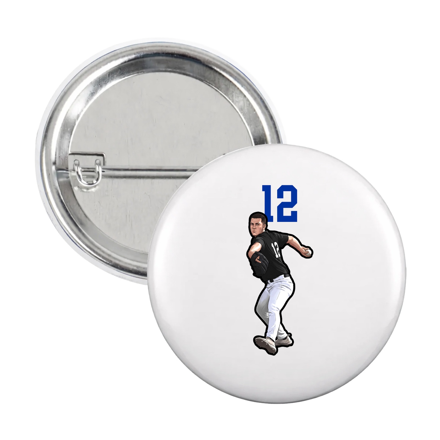 Game Day Button — Number Top in White