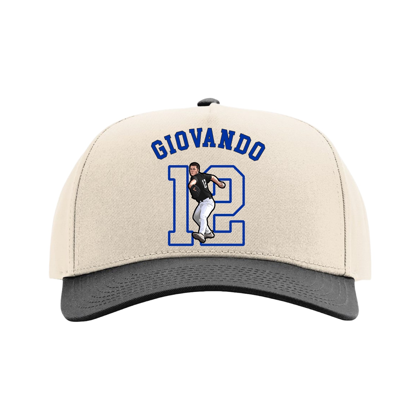 Full Fabric Five-Panel Champ Cap — Shirsey Arch in Cream/Black