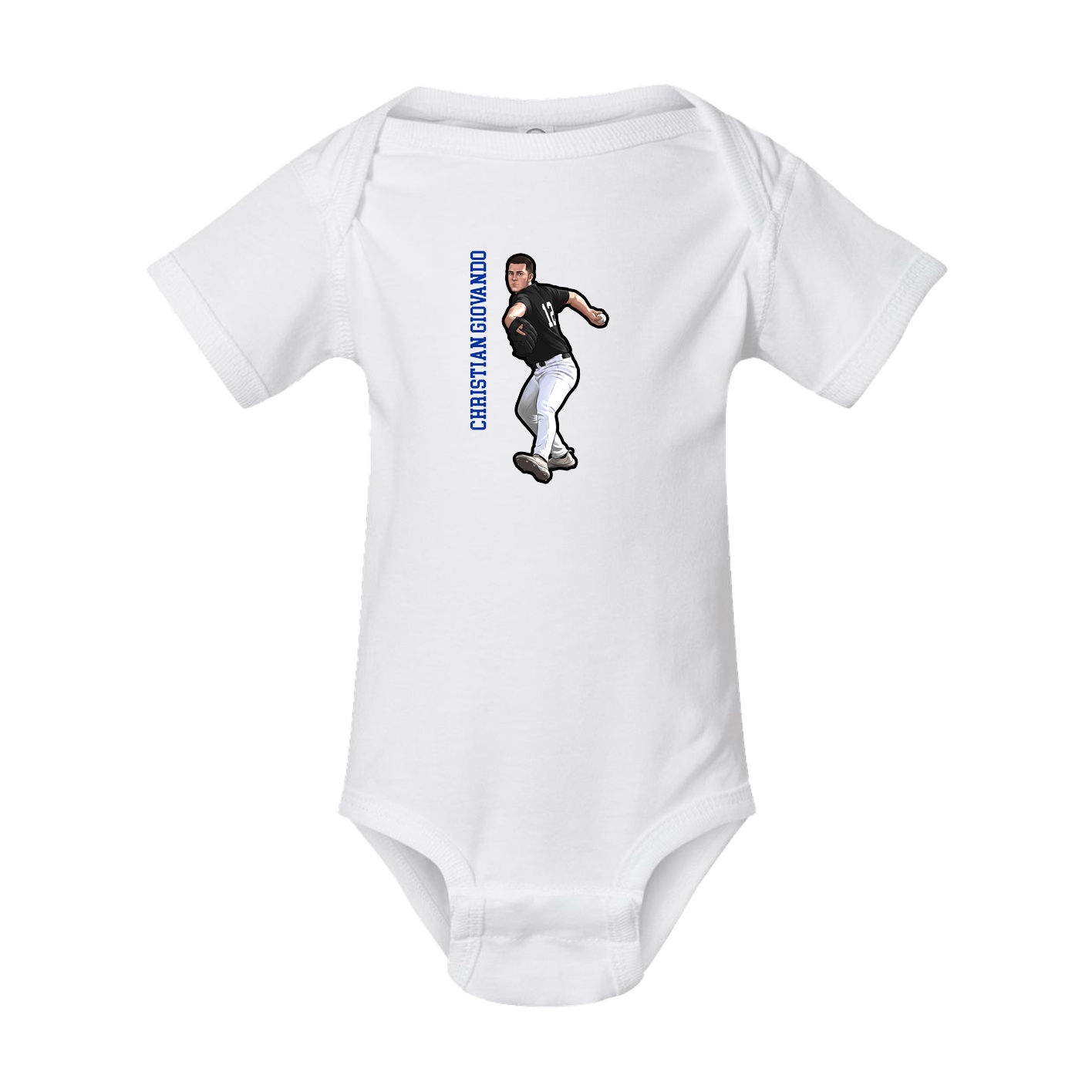 Baby Onesie — Name Vertical in White