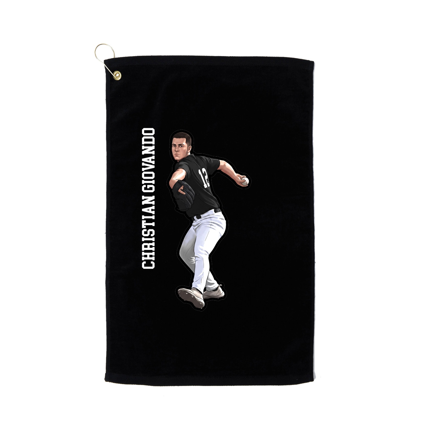 Golf Towel — Name Vertical in Black