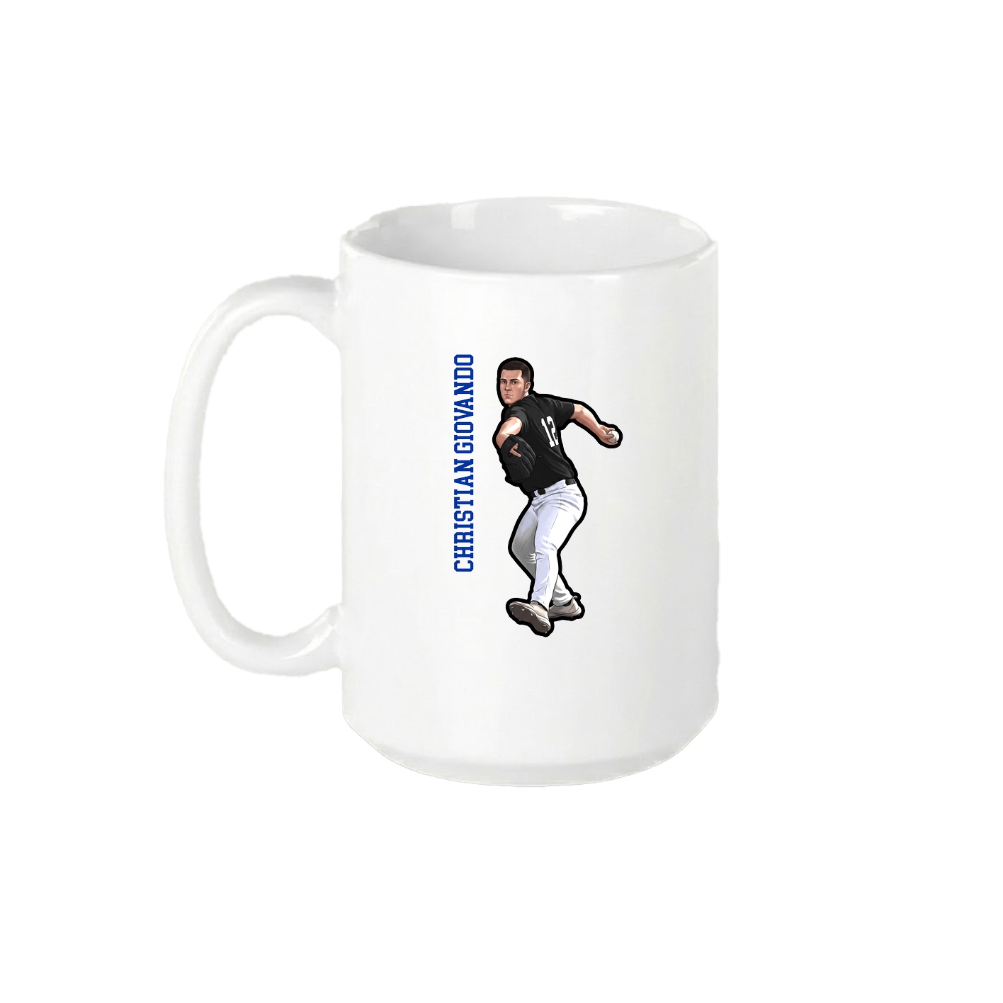 15oz Coffee Mug — Name Vertical in White