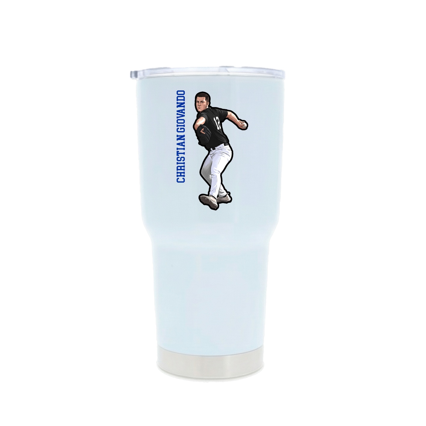 30oz Stainless Steel Tumbler — Name Vertical in White