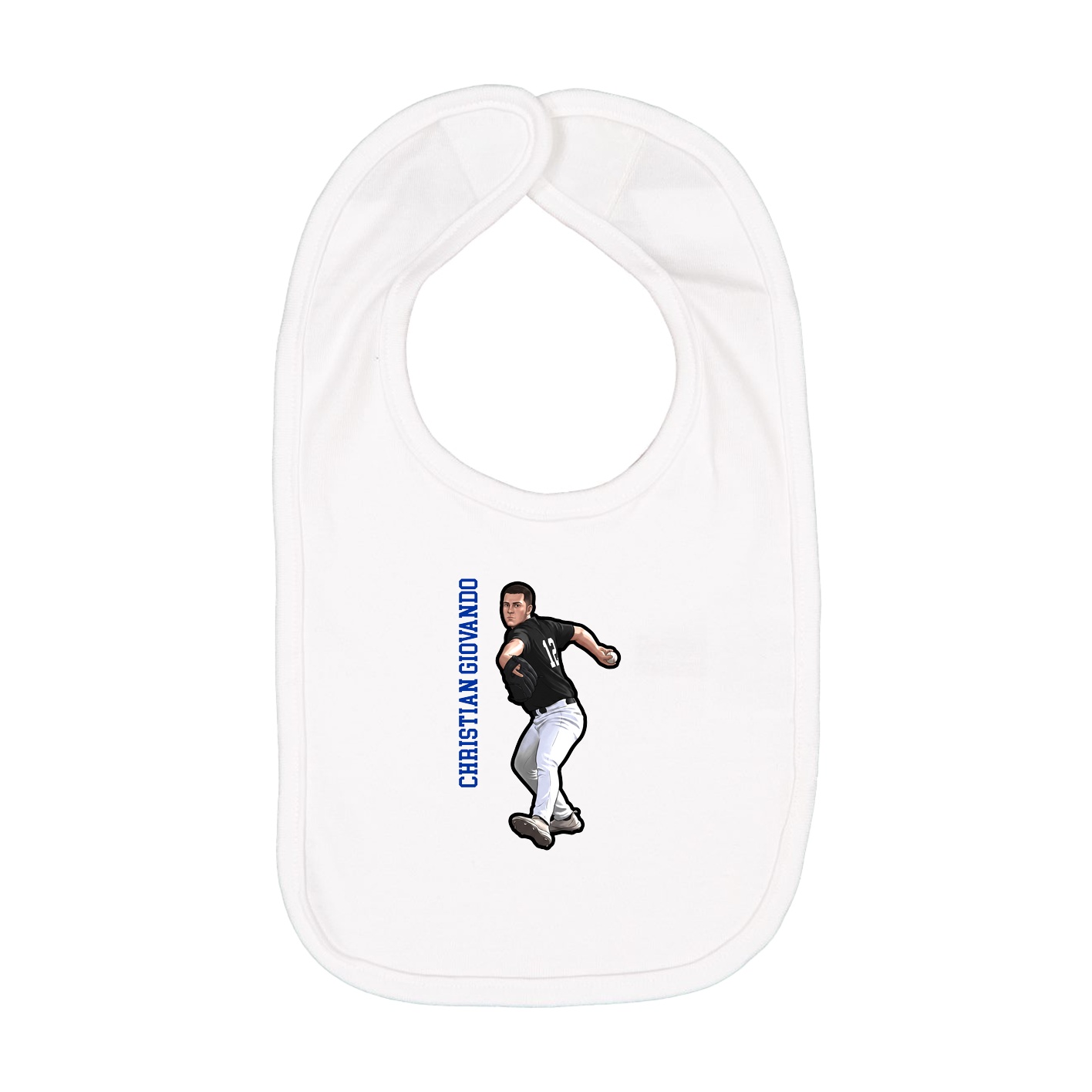Infant Bib — Name Vertical in White