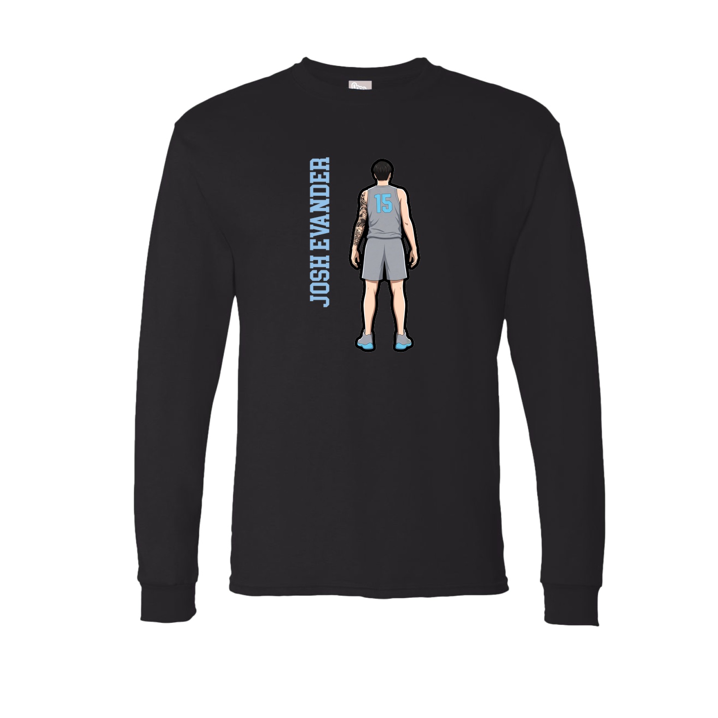 Long Sleeve Tee — Name Vertical in Black