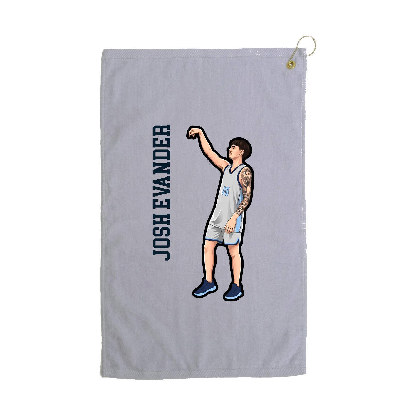 Golf Towel — Name Vertical in Grey