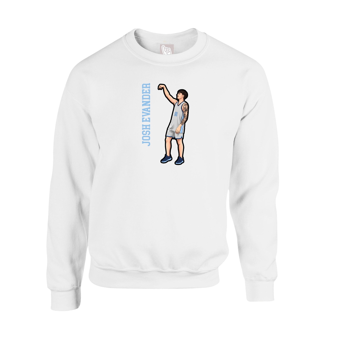 Fleece Crew — Name Vertical in White