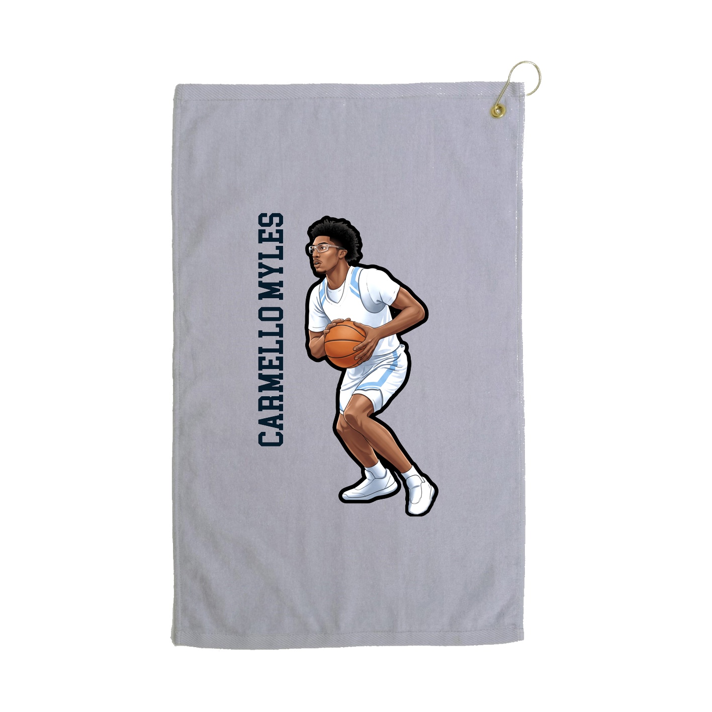 Golf Towel — Name Vertical in Grey