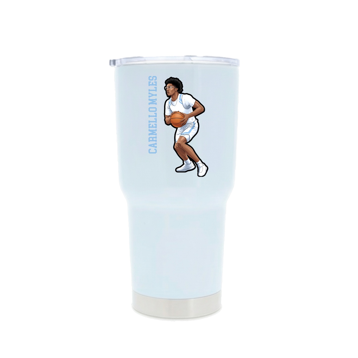 30oz Stainless Steel Tumbler — Name Vertical in White