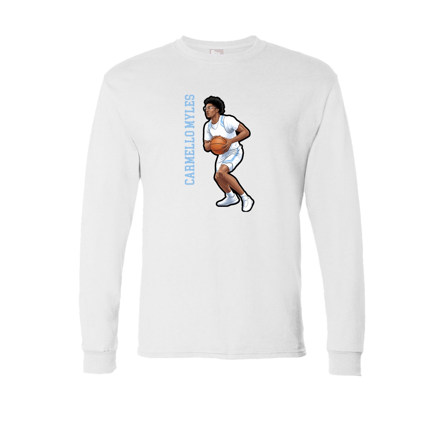 Long Sleeve Tee — Name Vertical in White
