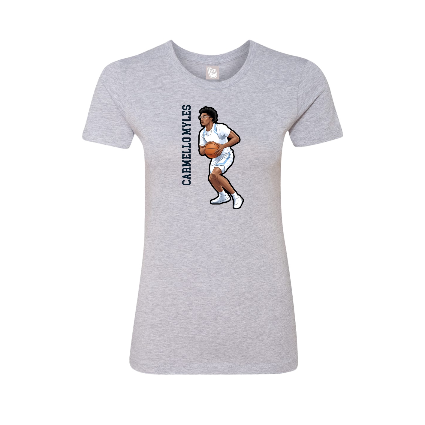Fitted Women's Tee — Name Vertical in Grey