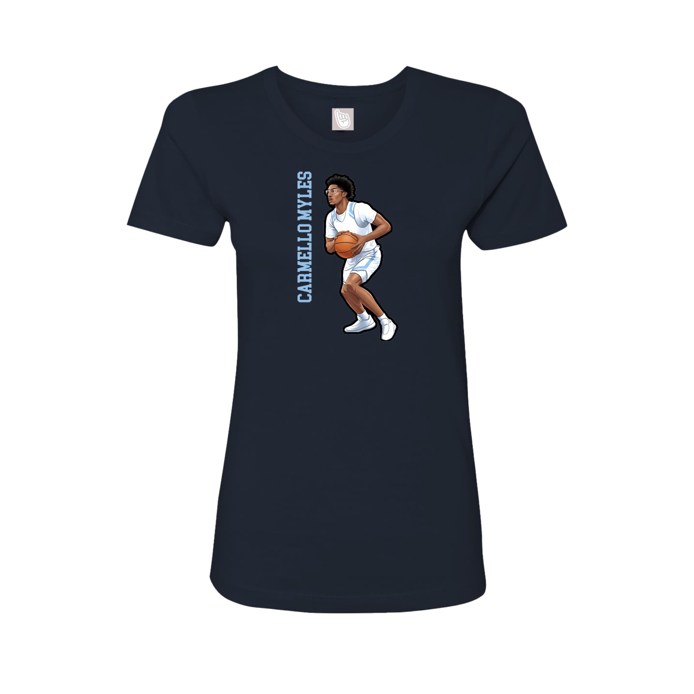 Womens Tee — Name Vertical in Navy