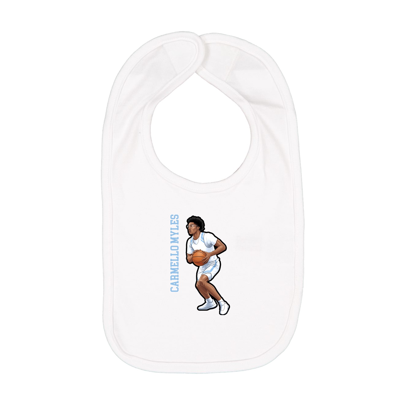 Infant Bib — Name Vertical in White