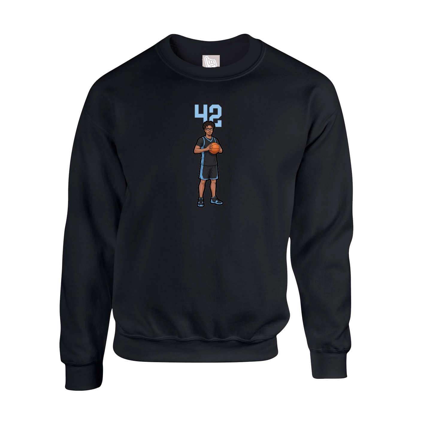 Fleece Crew — Number Top in Black