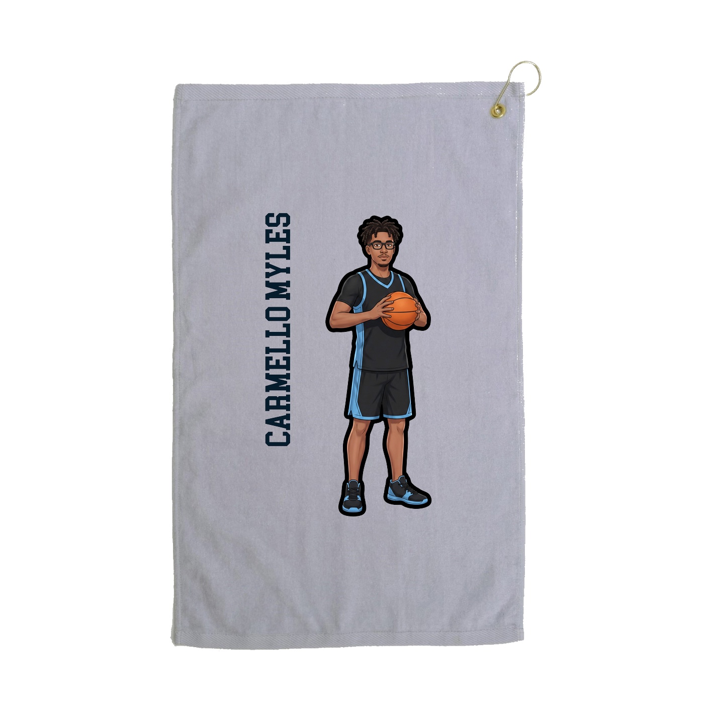 Golf Towel — Name Vertical in Grey