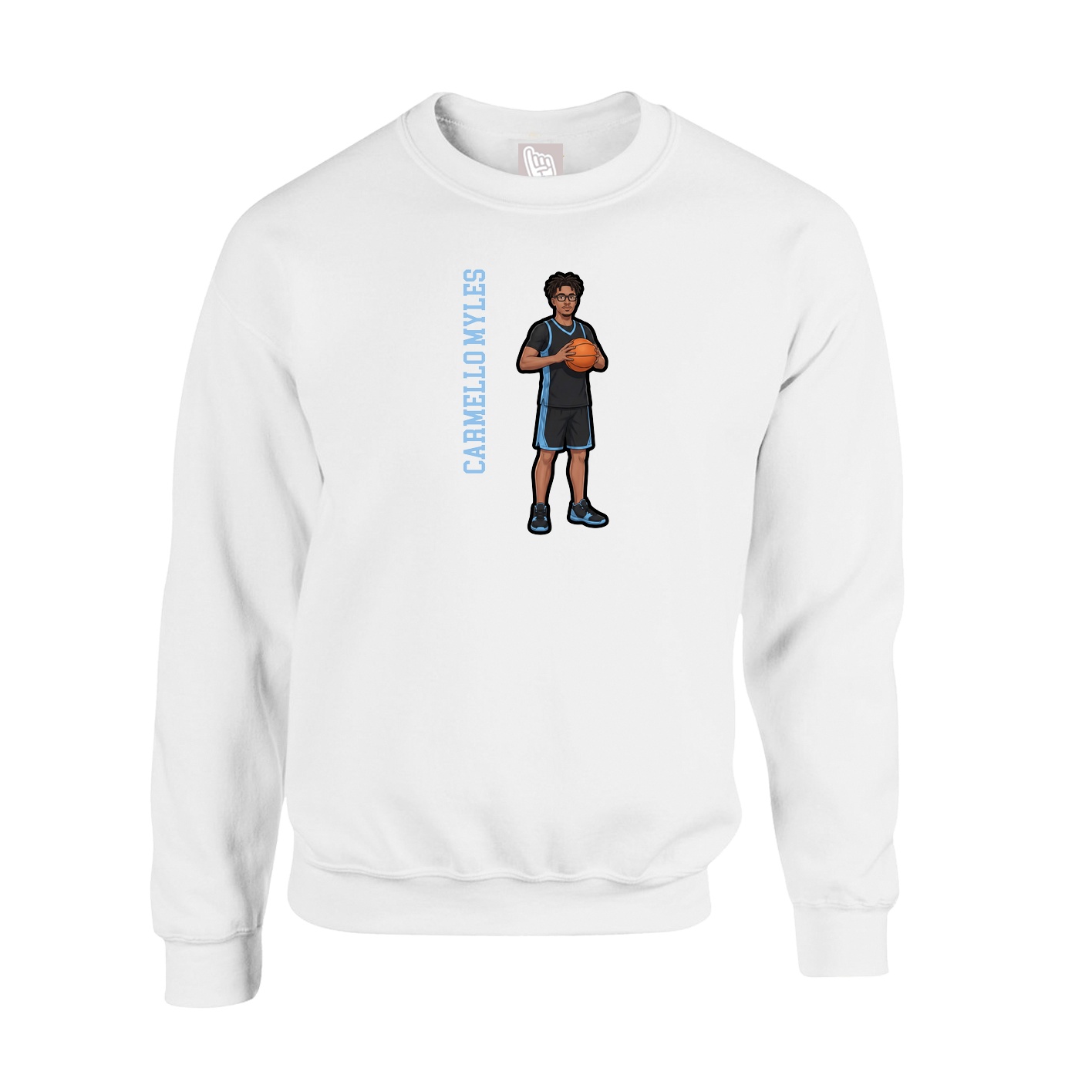 Fleece Crew — Name Vertical in White
