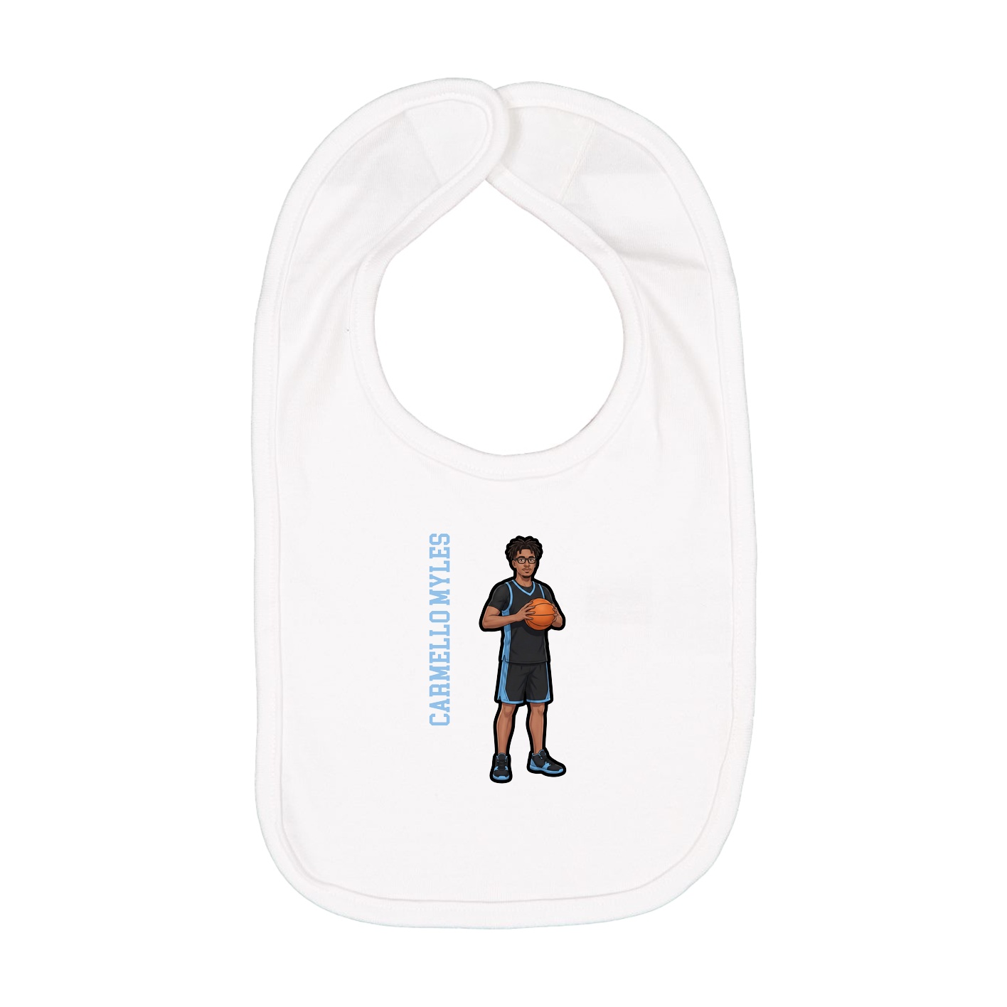 Infant Bib — Name Vertical in White