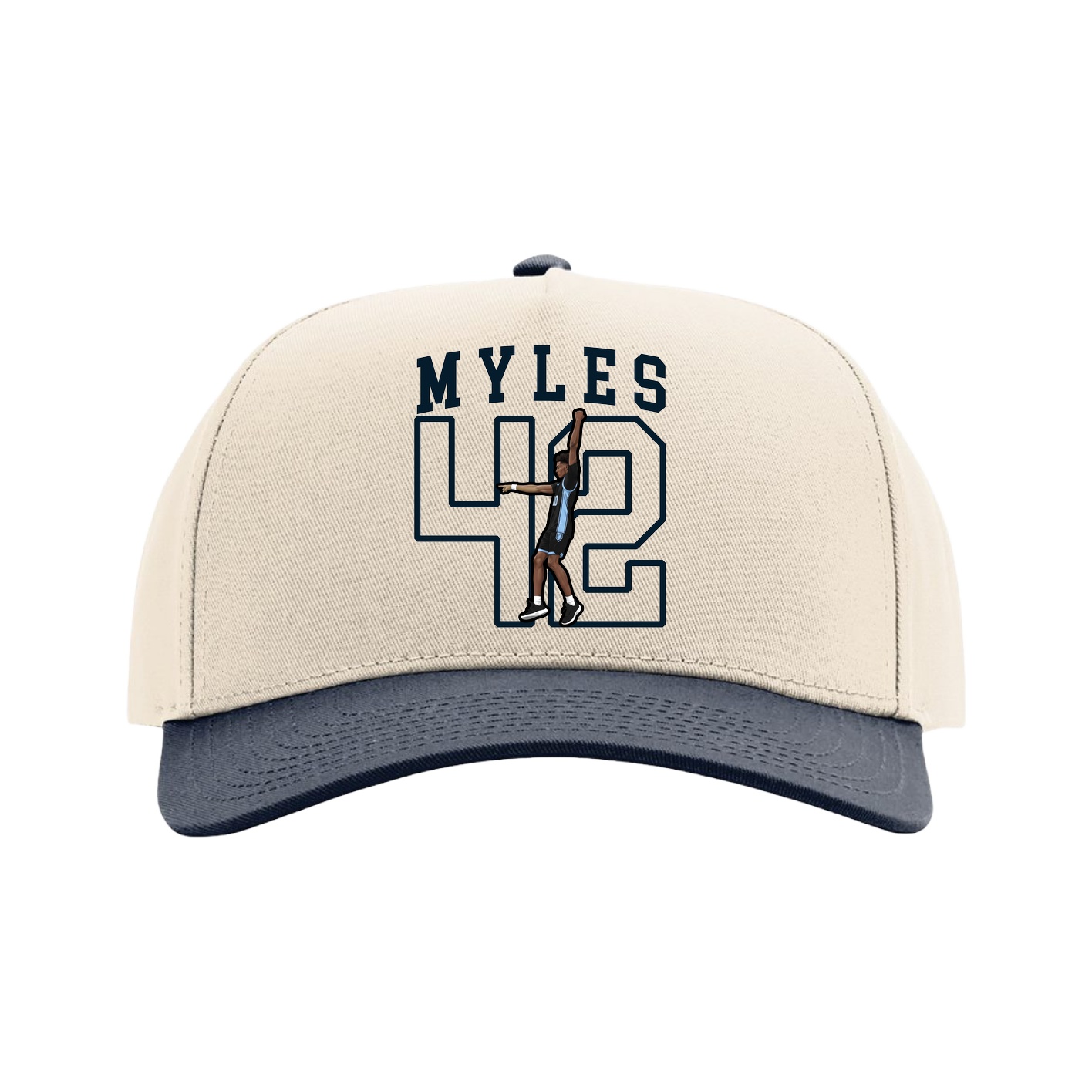 Full Fabric Five-Panel Champ Cap — Shirsey in Cream/Navy
