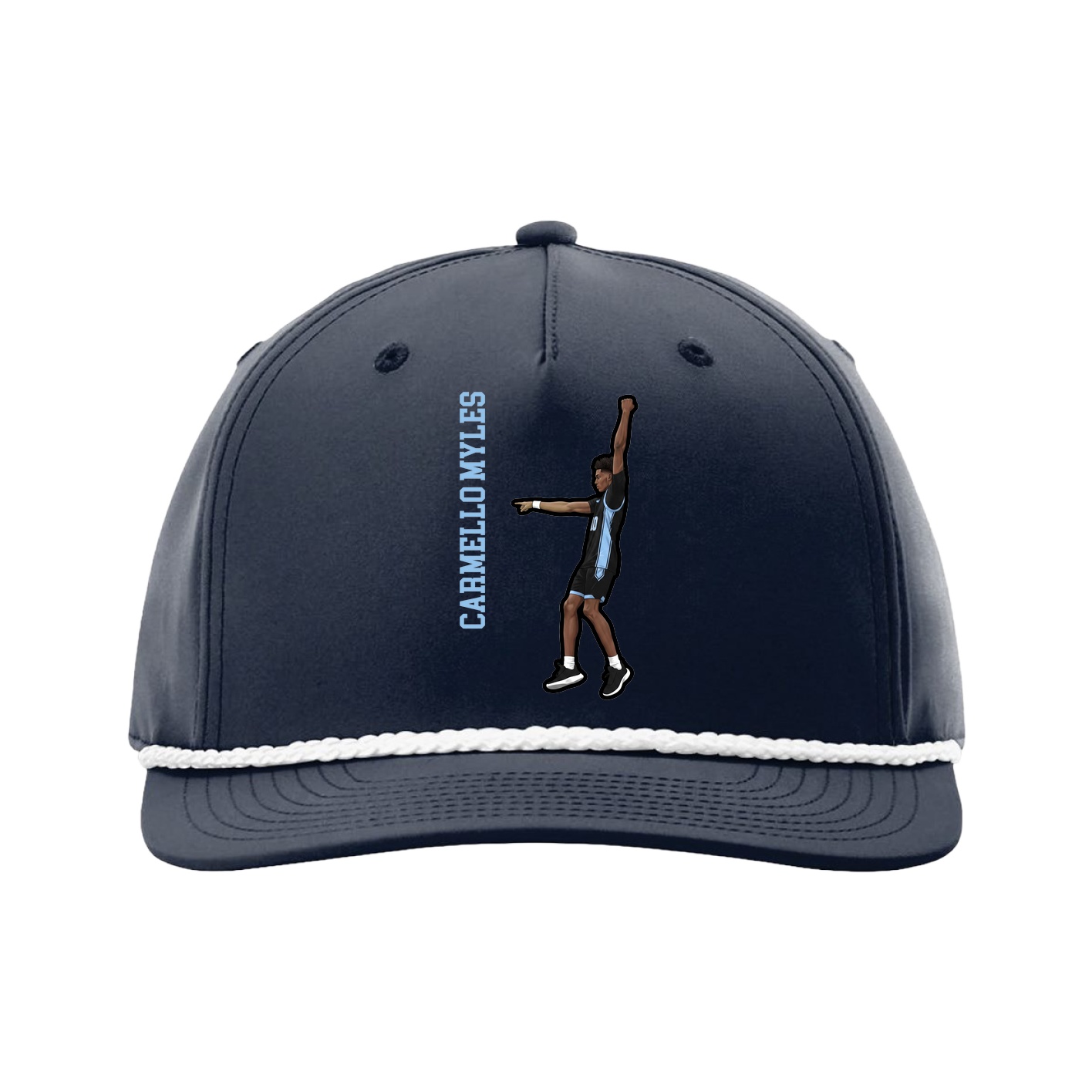 Five-Panel Classic Rope Cap — Name Vertical in Navy