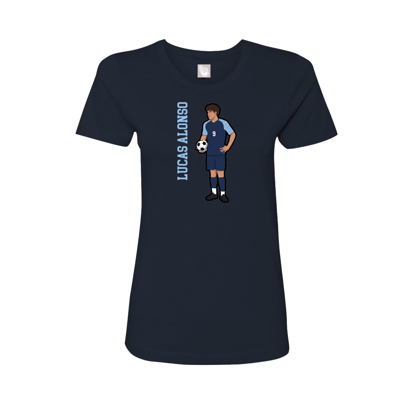 Fitted Women's Tee — Name Vertical in Navy