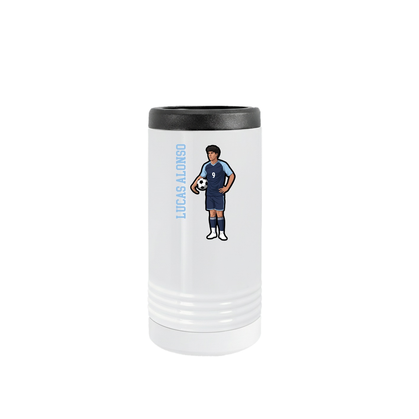 Slim Beverage Holder — Name Vertical in White