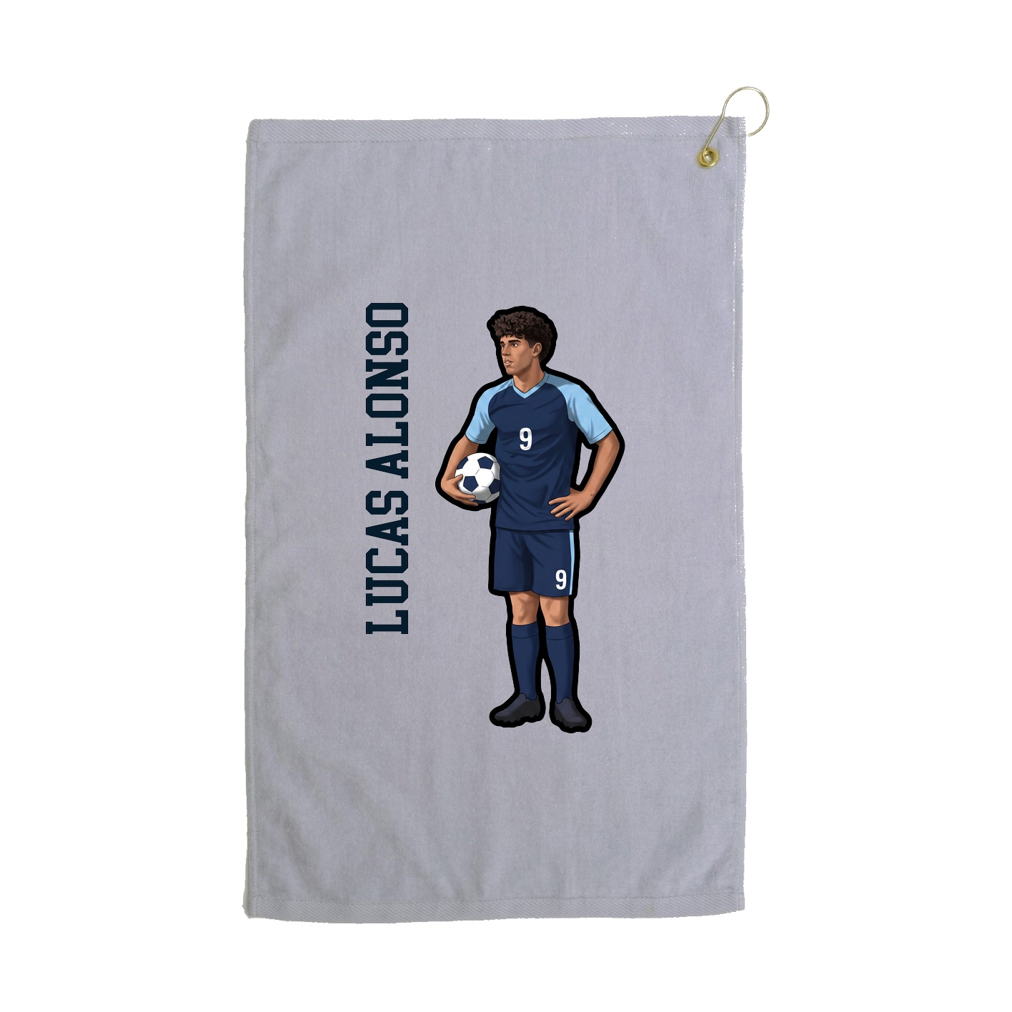 Golf Towel — Name Vertical in Grey