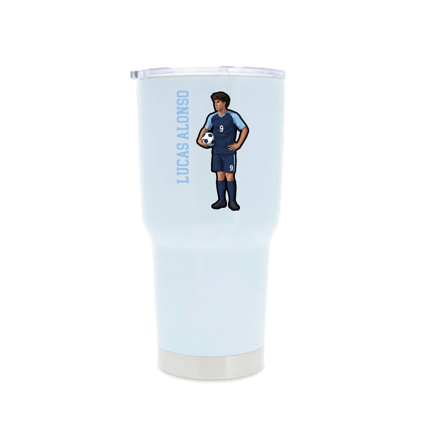 30oz Stainless Steel Tumbler — Name Vertical in White