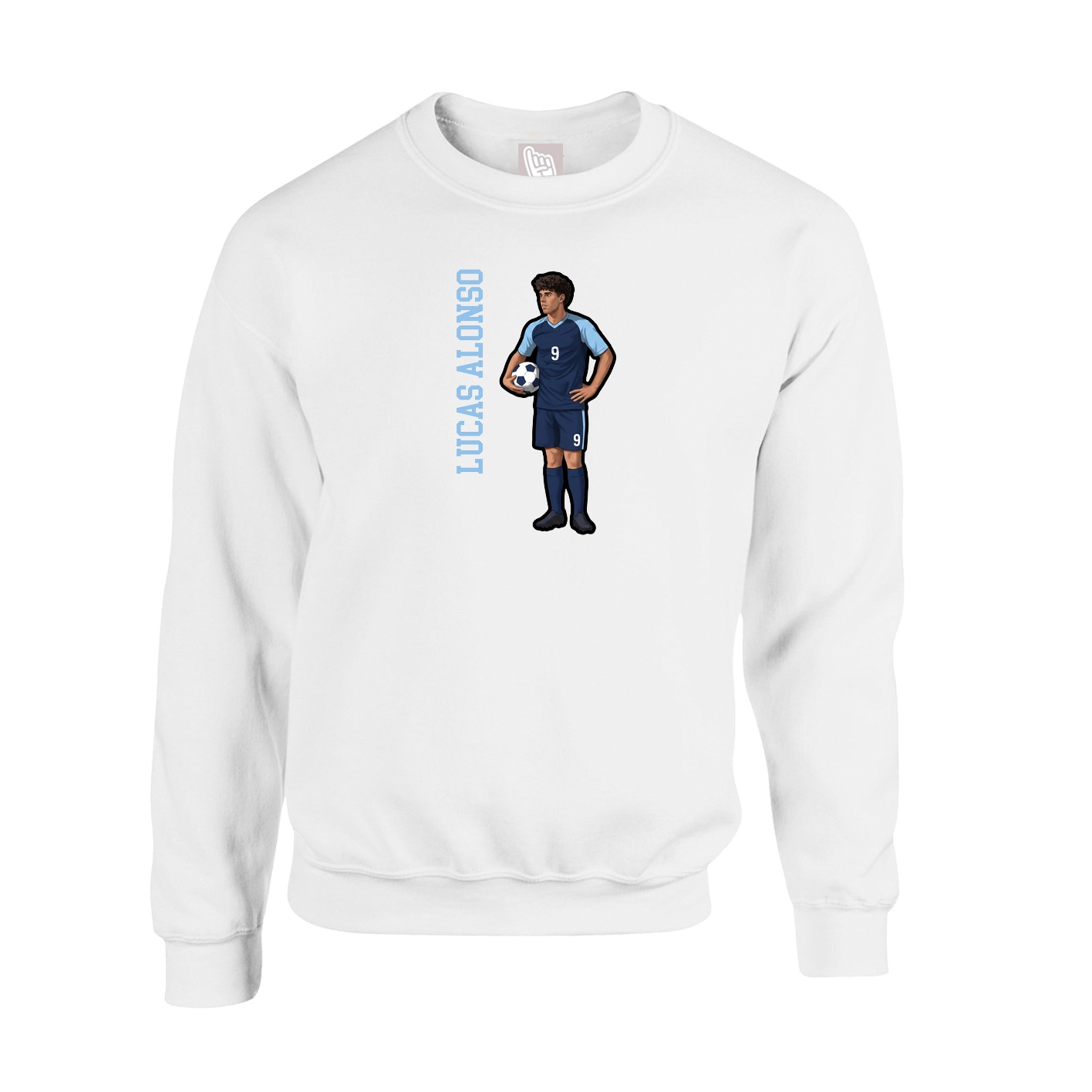 Fleece Crew — Name Vertical in White