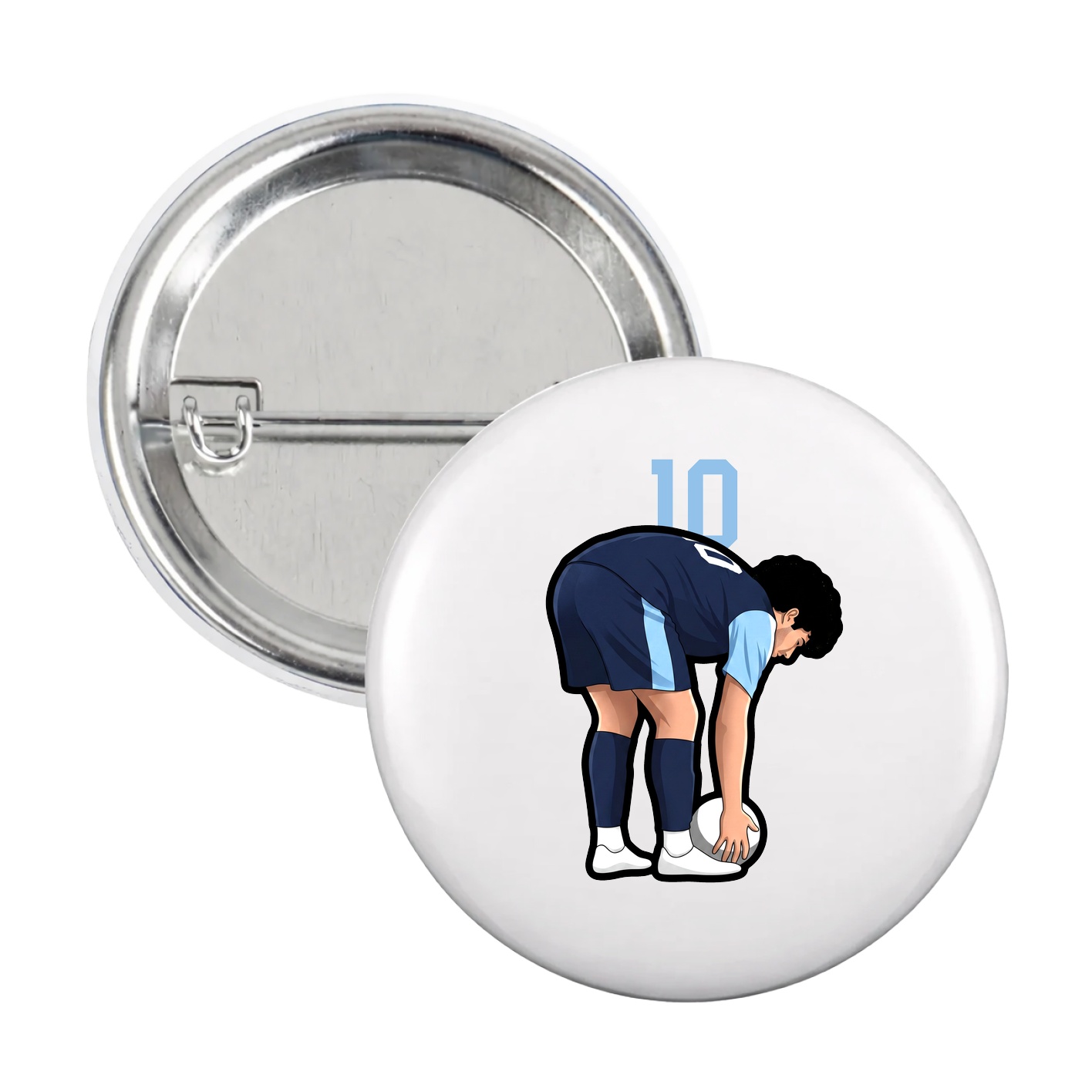 Game Day Button — Number Top in White