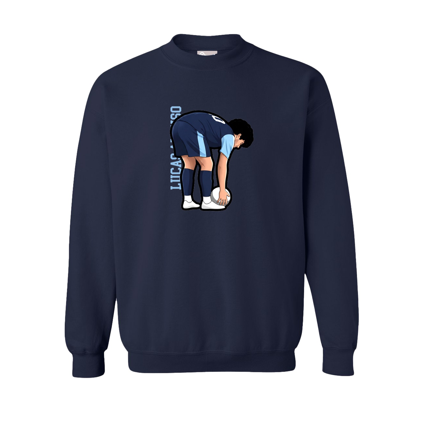Fleece Crew — Name Vertical in Navy