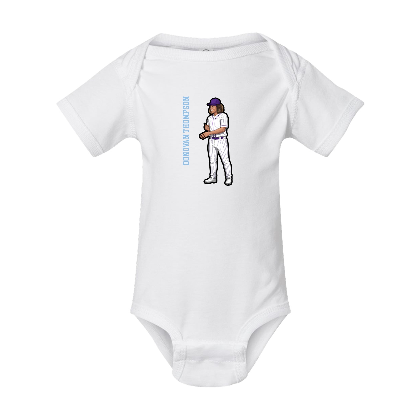 Baby Onesie — Name Vertical in White