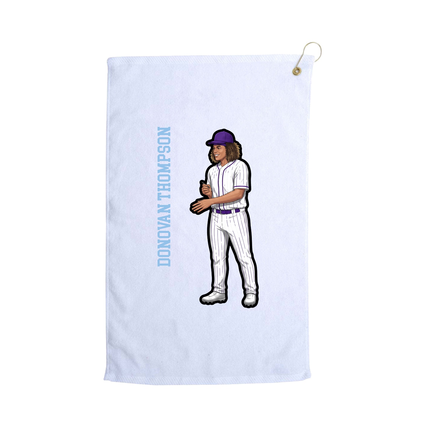 Golf Towel — Name Vertical in White