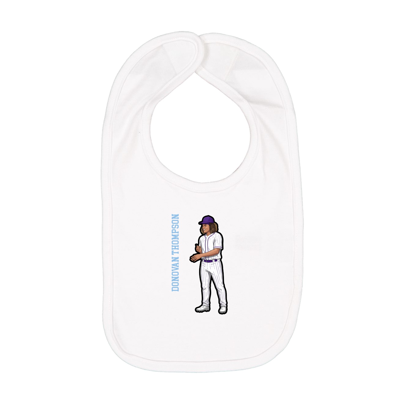Infant Bib — Name Vertical in White