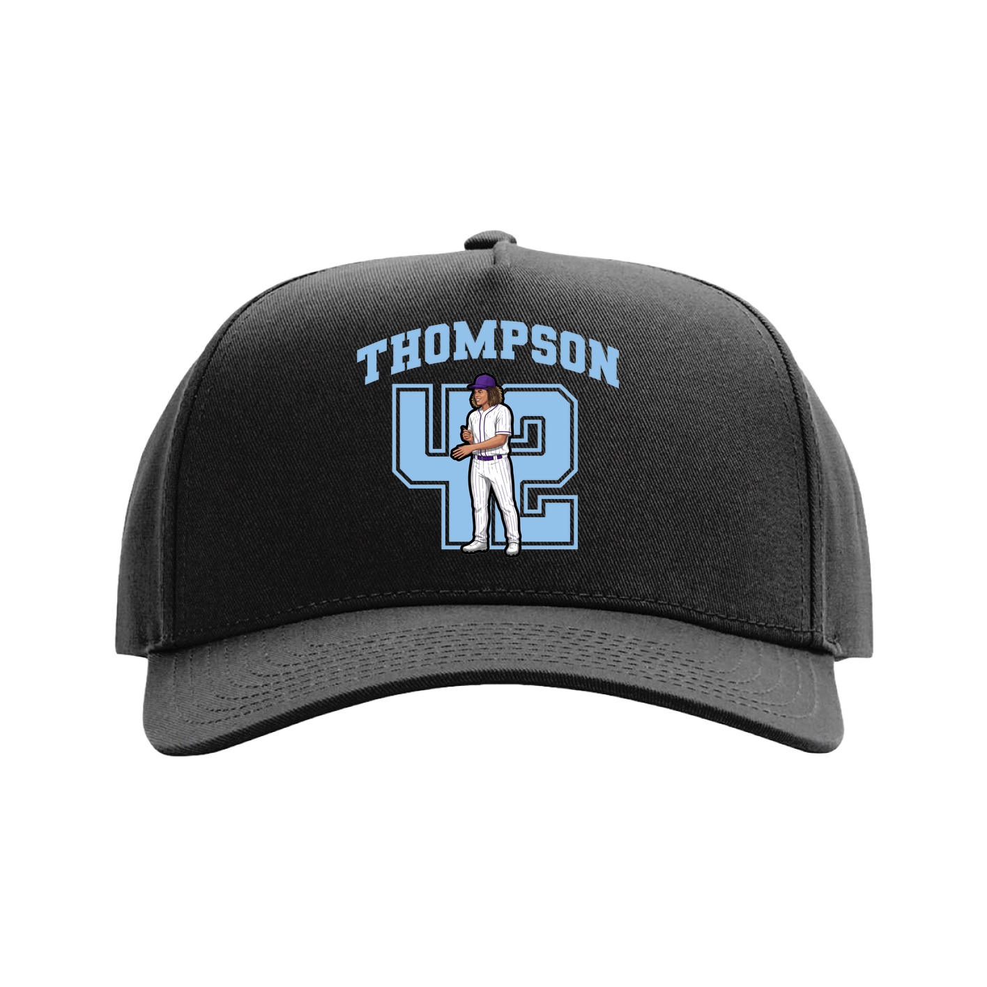 Full Fabric Five-Panel Champ Cap — Number in Black