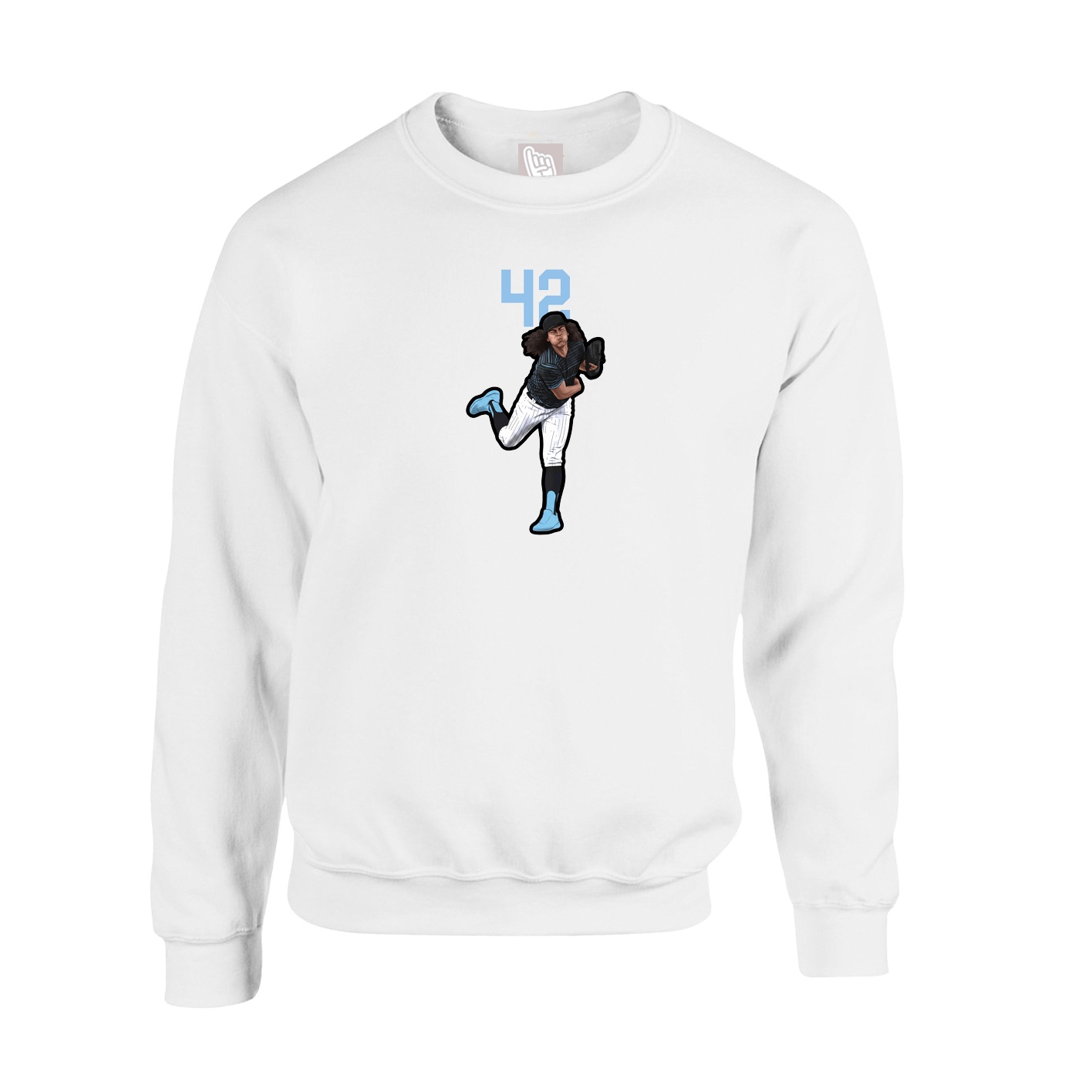 Fleece Crew — Number Top in White