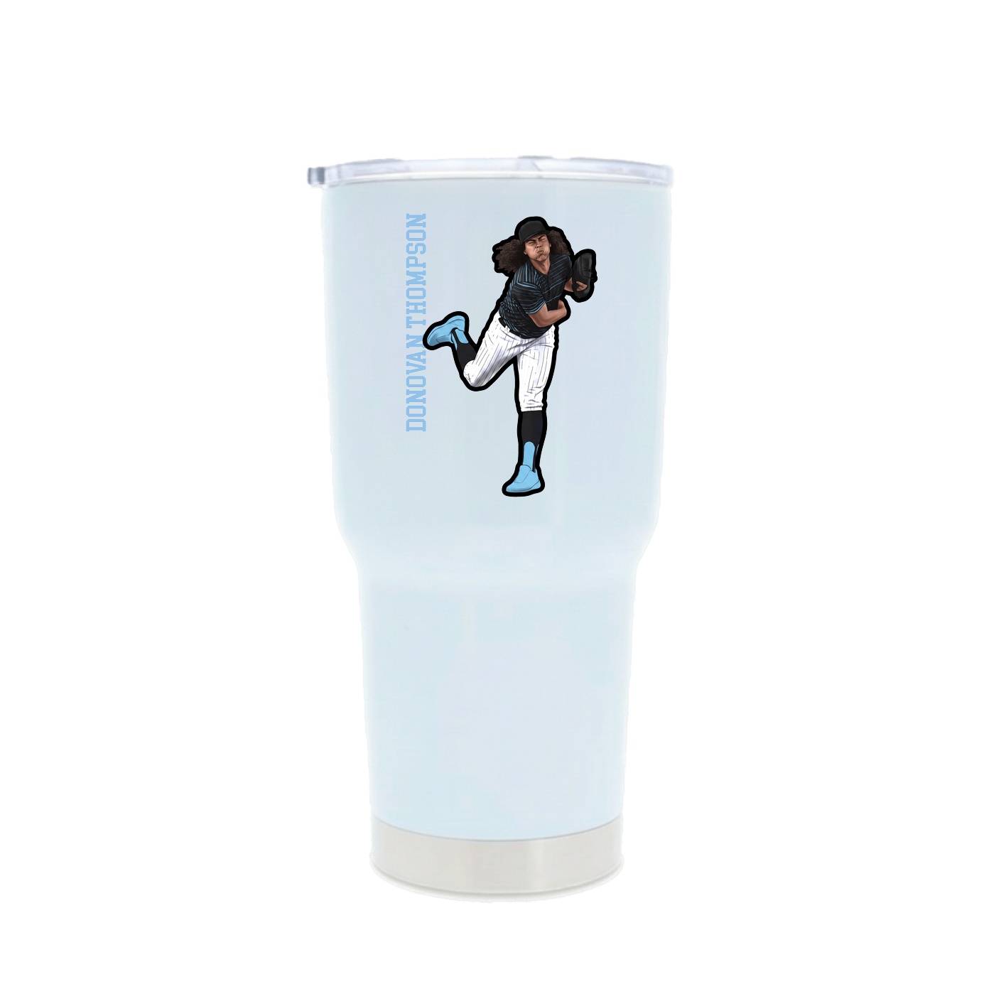 30oz Stainless Steel Tumbler — Name Vertical in White