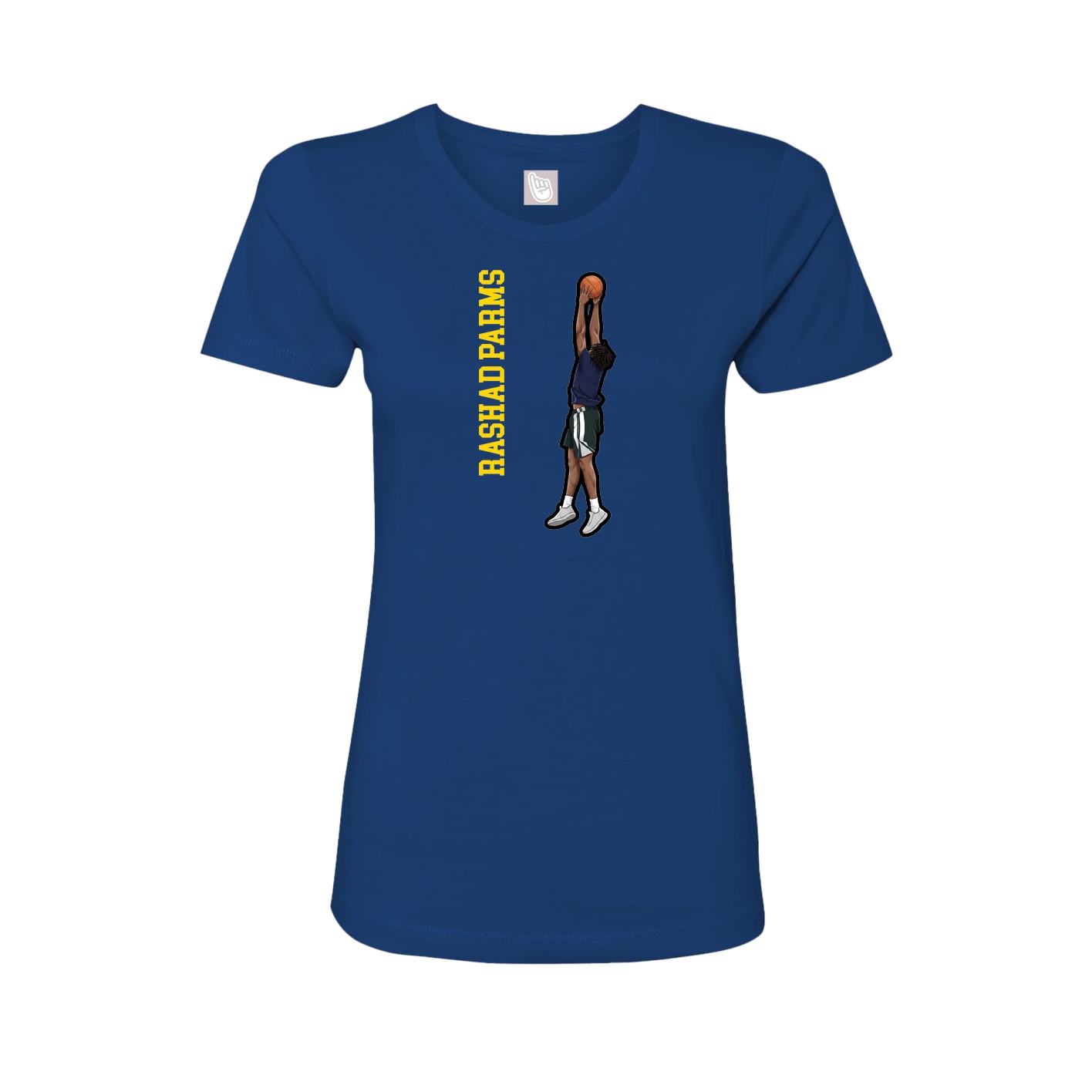 Fitted Women's Tee — Name Vertical in Royal