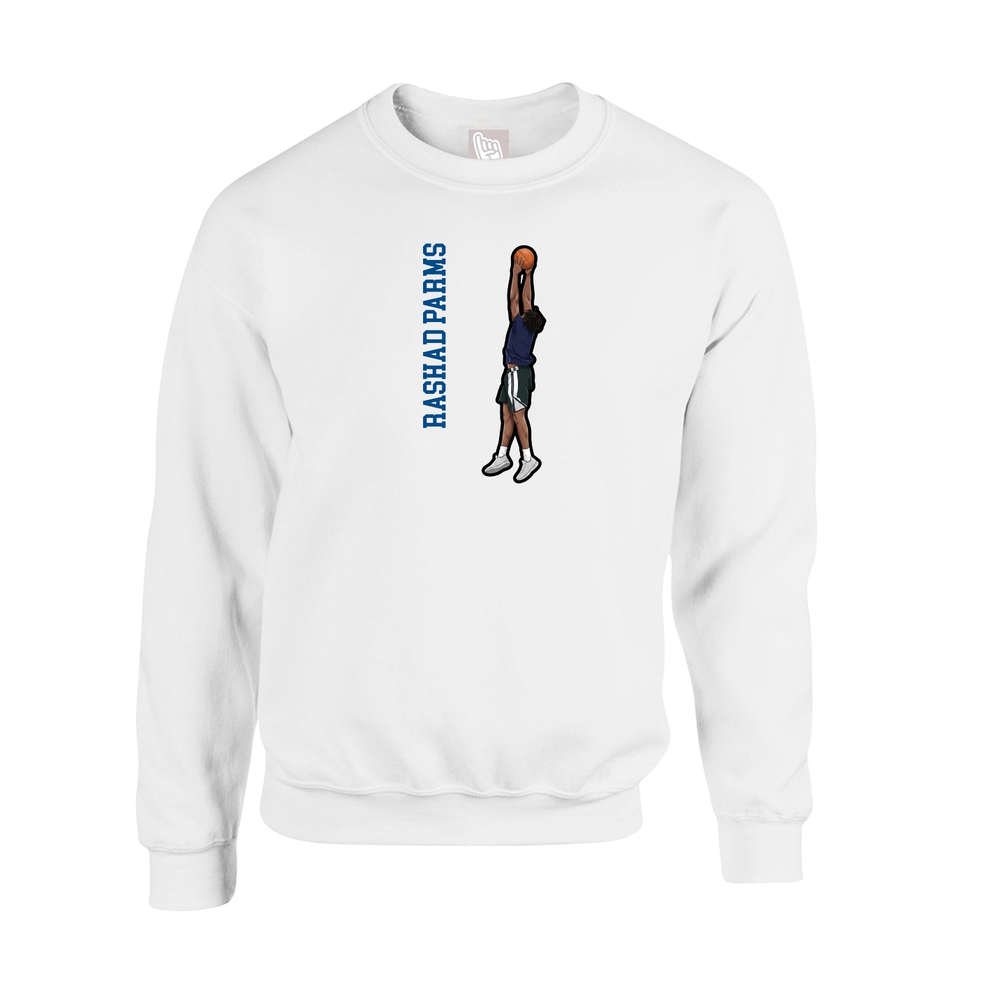 Fleece Crew — Name Vertical in White