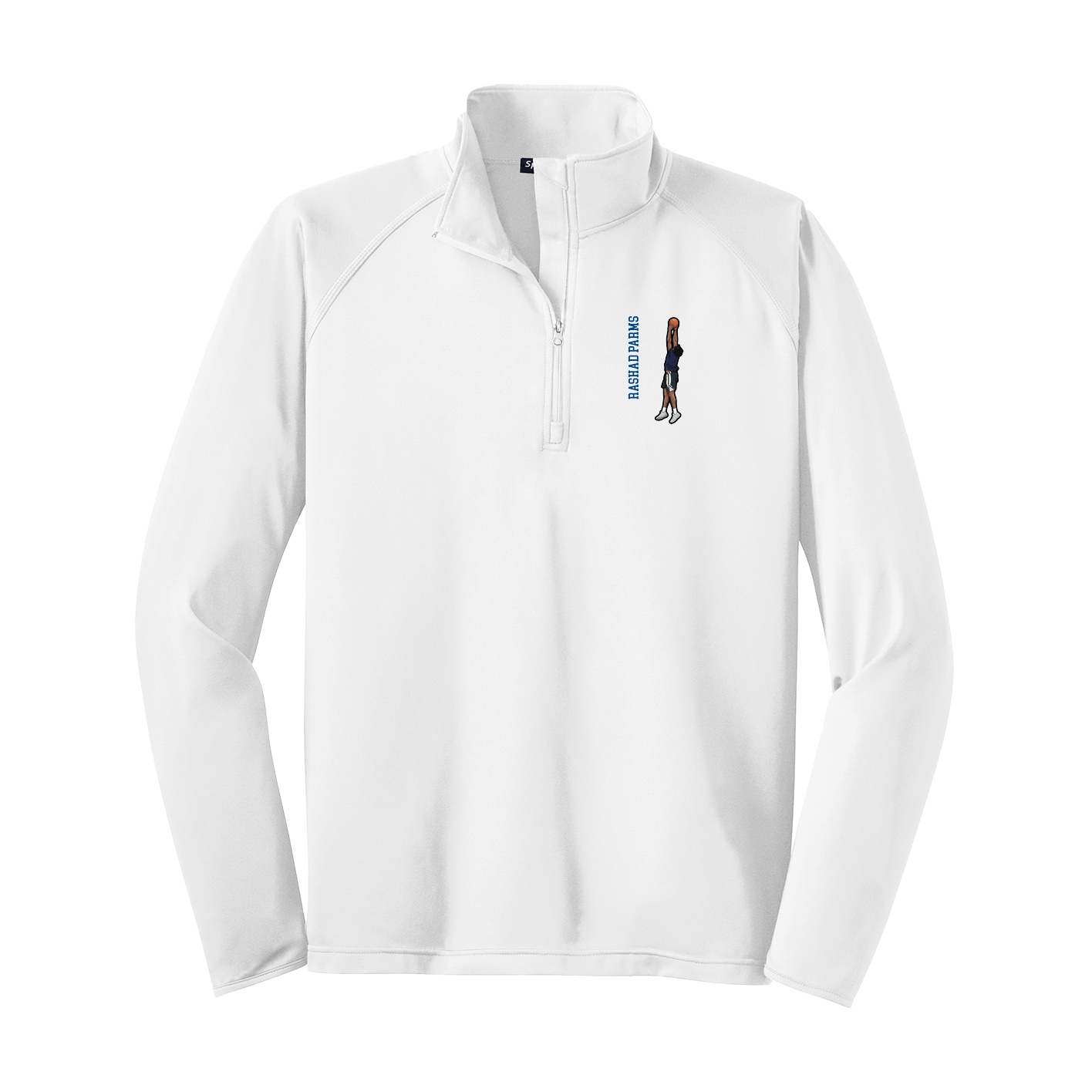 Q-Zip Pullover — Name Vertical in White
