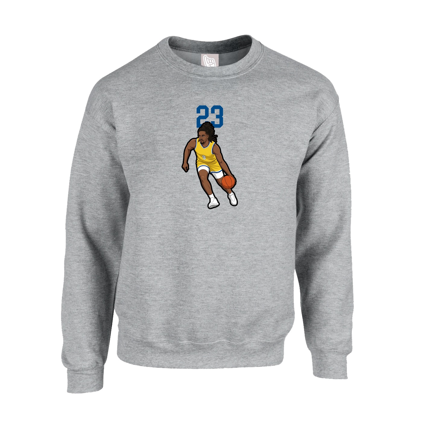 Fleece Crew — Number Top in Grey