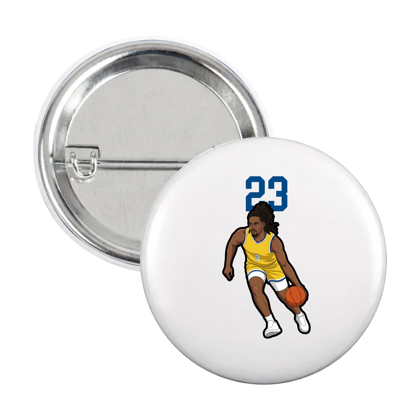 Game Day Button — Number Top in White