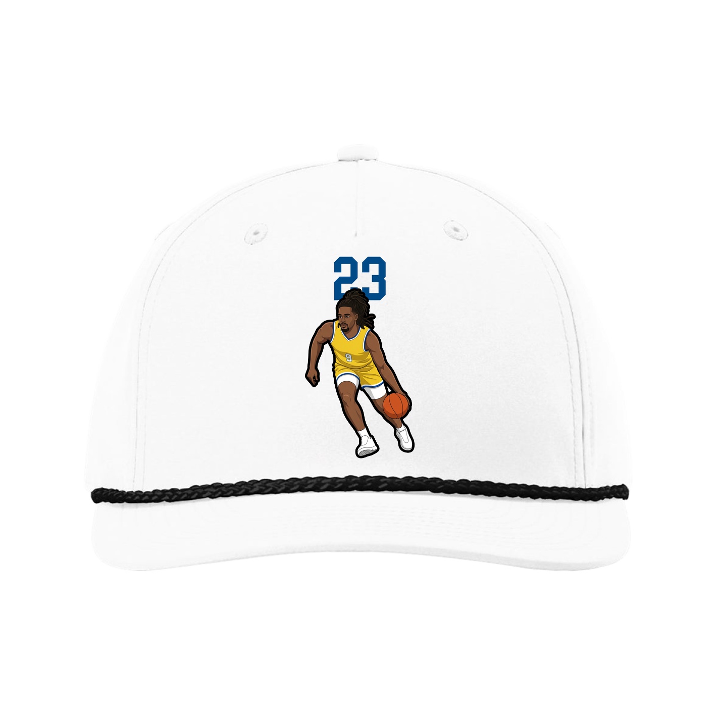 Five-Panel Classic Rope Cap — Number Top in White