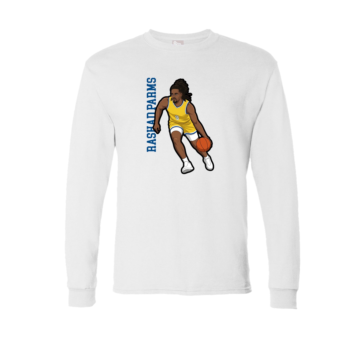 Long Sleeve Tee — Name Vertical in White