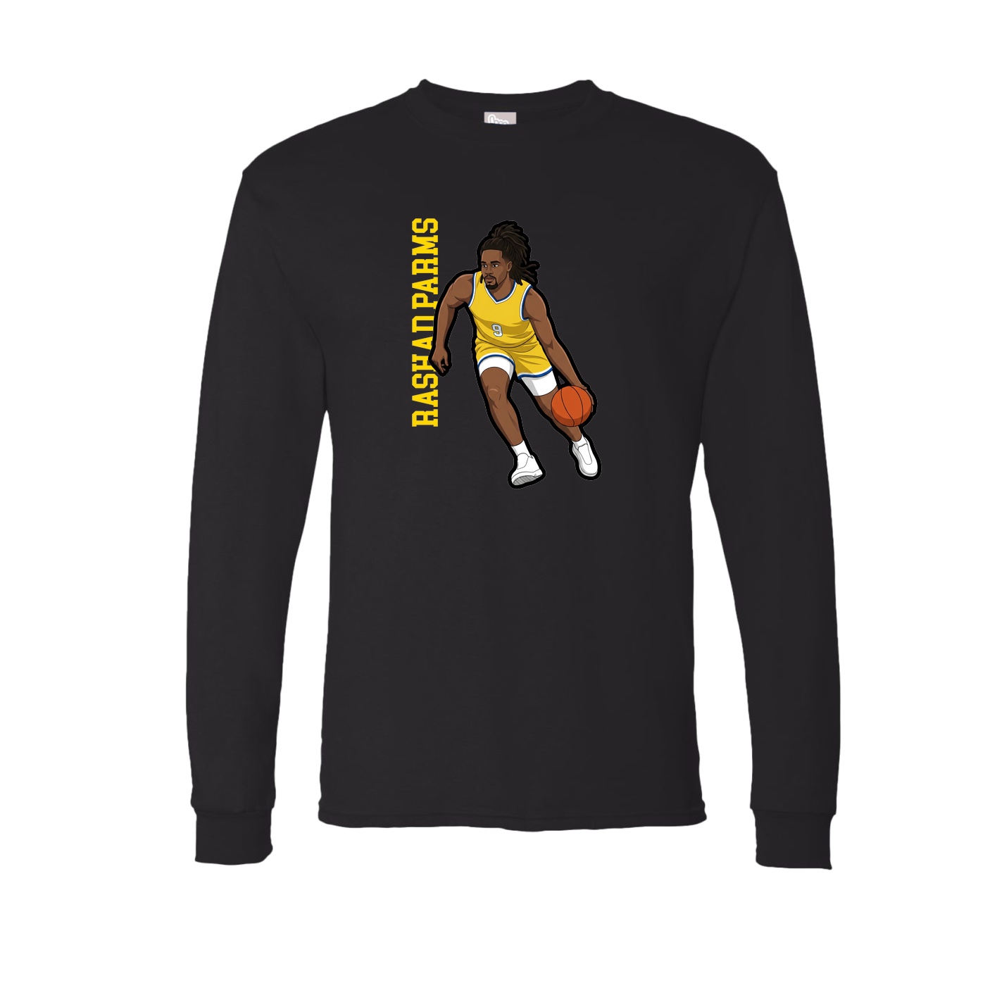 Long Sleeve Tee — Name Vertical in Black